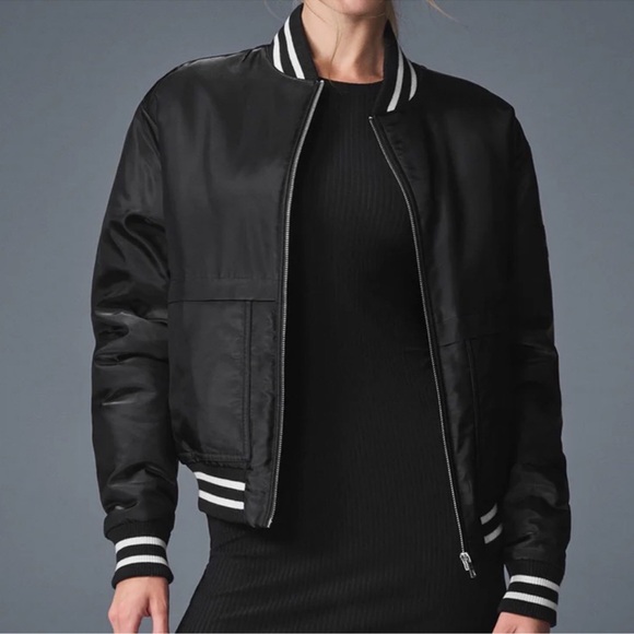 Alo Yoga Afterglow Varsity Jacket Black L - Picture 5 of 10